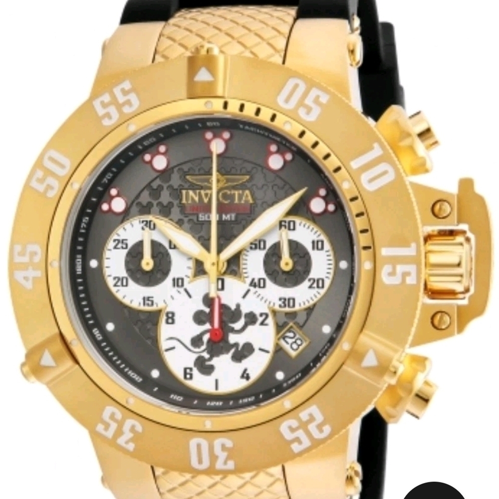 Invicta Disney Subaqua Mens 50mm Limited Gold Chrono Watch 23283 RARE With Case
